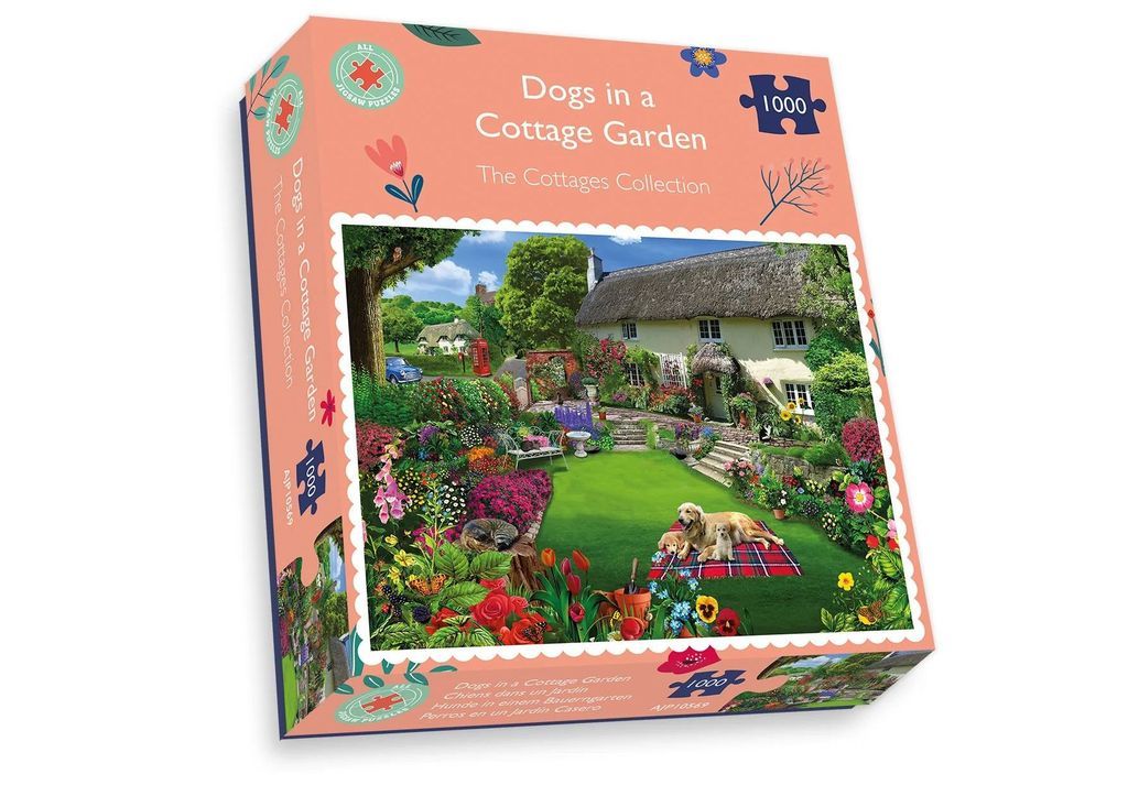 Dogs in a Cottage Garden